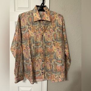 Visconti button down size Large Paisley Abstract Colorful
